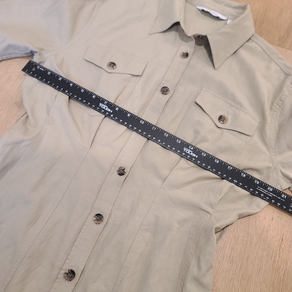 & Other Stories Khaki Tan Utility Button Down Mini Dress Size 8 Short Sleeve - Picture 6 of 8